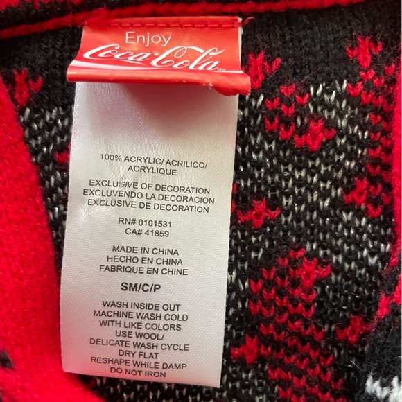 Coca Cola Ugly Christmas Sweater Coke Bottle Polar Bear Real Thing Size Small/ M - Picture 7 of 7